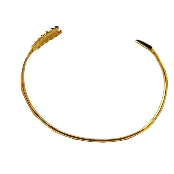 Stella & Dot Gold tone feather open Cuff Bangle bracelet - Picture 8 of 8